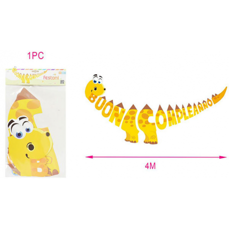 FESTONE BUON COMPLEANNO \\"DINOSAURO\\" 4 mt