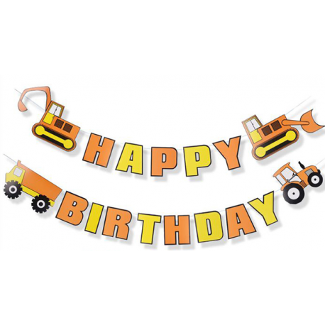 FESTONE BUON COMPLEANNO MEZZI DI LAVORO 3,5 mt