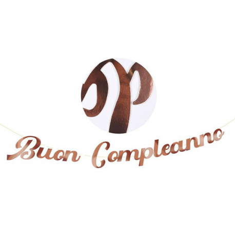 FESTONE \\"BUON COMPLEANNO\\" ROSA GOLD 2,5 mt