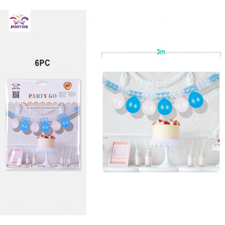 GHIRLANDA AZZURRA CON 6 PALLONCINI 3 mt
