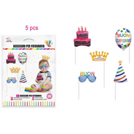 PHOTO BOOT BUON COMPLEANNO 5 Pz.