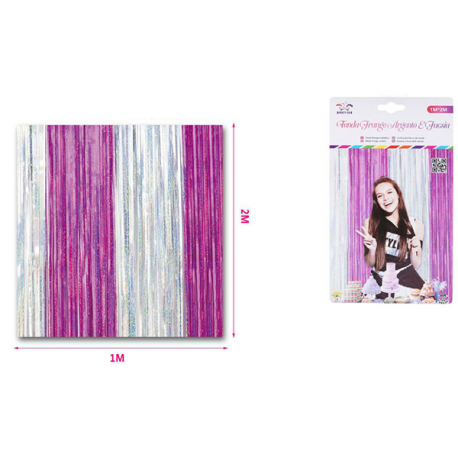 TENDA DECORATIVA FUXIA E ARGENTO GLITTER h.2 mt x 1 mt