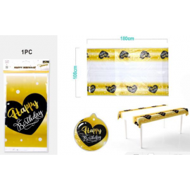 TOVAGLIA HAPPY BIRTHDAY CUORE NERO 108X180cm