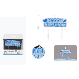 CANDELINA \\"HAPPY BIRTHDAY\\" CUORI E CARAMELLE AZZURRA