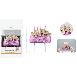 CANDELINA \\"HAPPY BIRTHDAY\\" GLAMOUR GLITTER ROSA