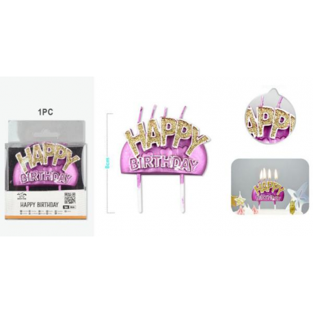CANDELINA \\"HAPPY BIRTHDAY\\" GLAMOUR GLITTER ROSA
