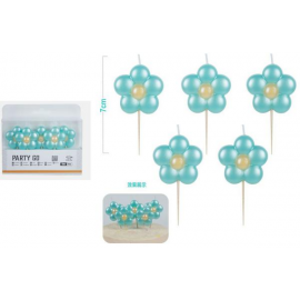 CANDELINE FIORI AZZURRI 5 PZ. 7cm