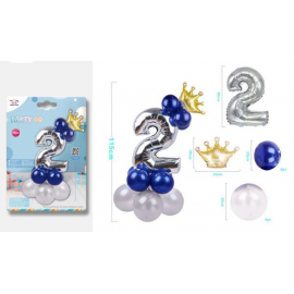 SET CENTROTAVOLA PALLONCINI MYLAR N.2 ARGENTO