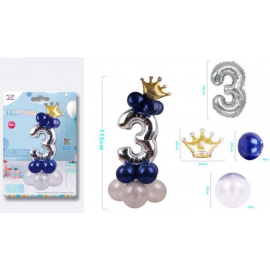 SET CENTROTAVOLA PALLONCINI MYLAR N.3 ARGENTO