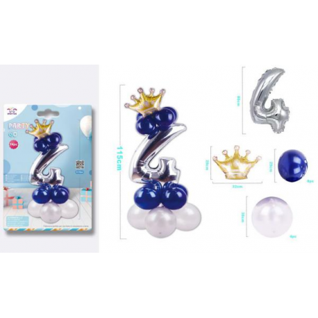 SET CENTROTAVOLA PALLONCINI MYLAR N.4 ARGENTO