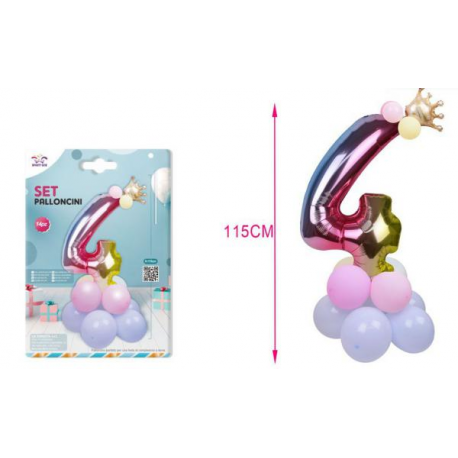 SET CENTROTAVOLA PALLONCINI MYLAR N.4 RAINBOW