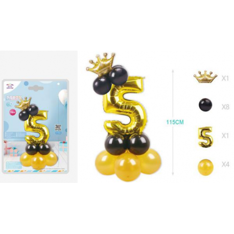 SET CENTROTAVOLA PALLONCINI MYLAR N.5 ORO