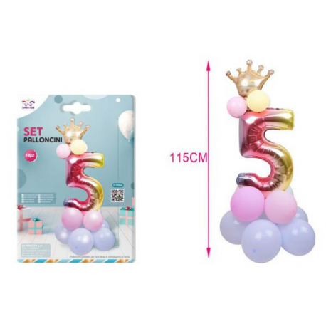 SET CENTROTAVOLA PALLONCINI MYLAR N.5 RAINBOW