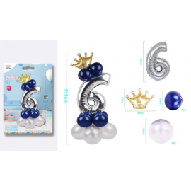 SET CENTROTAVOLA PALLONCINI MYLAR N.6 ARGENTO