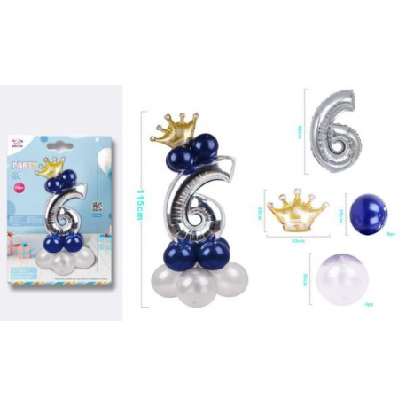 SET CENTROTAVOLA PALLONCINI MYLAR N.6 ARGENTO