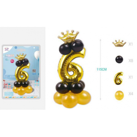 SET CENTROTAVOLA PALLONCINI MYLAR N.6 ORO