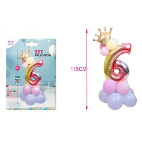 SET CENTROTAVOLA PALLONCINI MYLAR N.6 RAINBOW