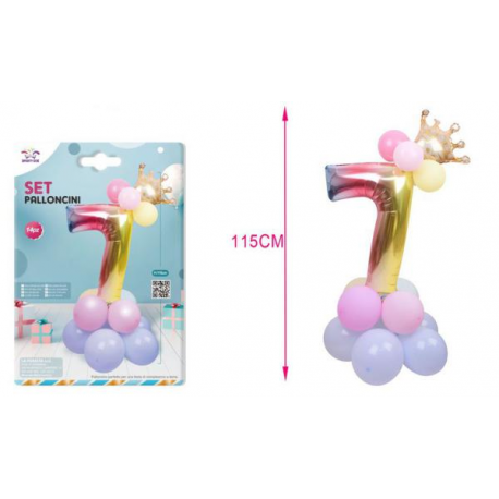 SET CENTROTAVOLA PALLONCINI MYLAR N.7 RAINBOW
