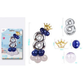 SET CENTROTAVOLA PALLONCINI MYLAR N.8 ARGENTO
