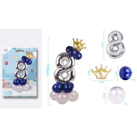 SET CENTROTAVOLA PALLONCINI MYLAR N.8 ARGENTO