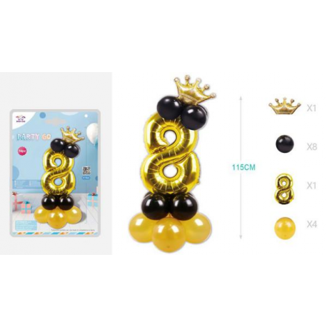 SET CENTROTAVOLA PALLONCINI MYLAR N.8 ORO