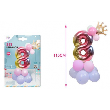 SET CENTROTAVOLA PALLONCINI MYLAR N.8 RAINBOW