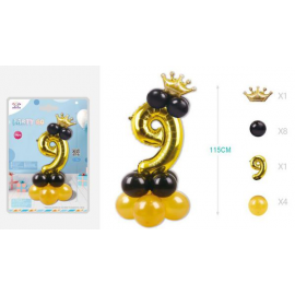 SET CENTROTAVOLA PALLONCINI MYLAR N.9 ORO