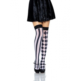 Leg Avenue Calze Autoreggenti A Strisce Orizzontali – Bianco/Nero, Taglia 38-40