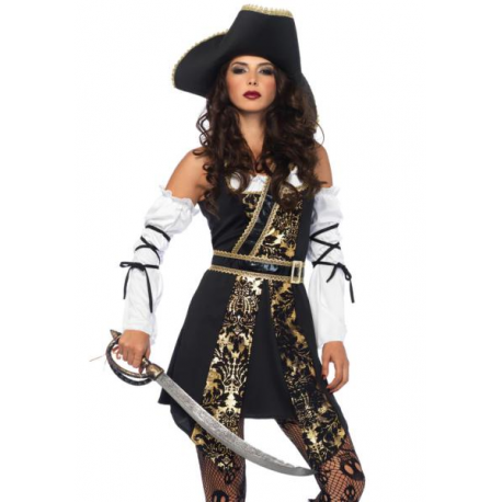 COSTUME PIRATESSA NERA \\"BLACK SEA BUCCANEER\\" - Leg Avenue (taglia S)