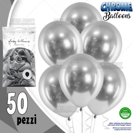 PALLONCINI CHROME ARGENTO - Pz.50 - ø cm.30 (glossy balloons)