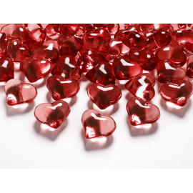 DIAMANTI IN PLASTICA CUORI ROSSI PER DECORO - 30 Pezzi - 20mm