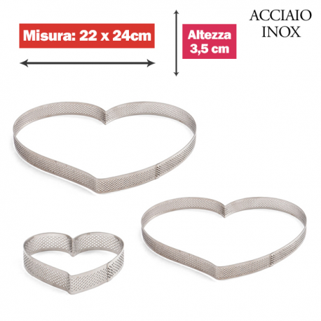 FASCIA MICROFORATA CUORE (acciaio inox) 22 cm x 24 cm x 3,5cm h.