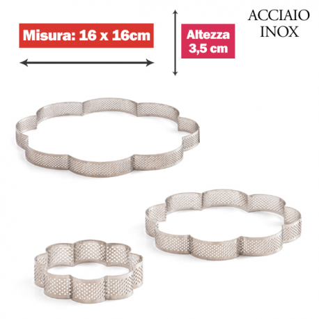 FASCIA MICROFORATA FIORE (acciaio inox) 16 cm x 16 cm x 3,5cm h.