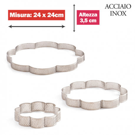 FASCIA MICROFORATA FIORE (acciaio inox) 24 cm x 24 cm x 3,5cm h.