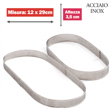 FASCIA MICROFORATA OVALE (acciaio inox) 12 cm x 29 cm x 3,5cm h.