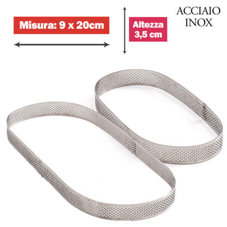 FASCIA MICROFORATA OVALE (acciaio inox) 9 cm x 20 cm x 3,5cm h.