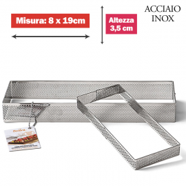 FASCIA MICROFORATA RETTANGOLARE (acciaio inox) 8 cm x 19 cm x 3,5cm h.