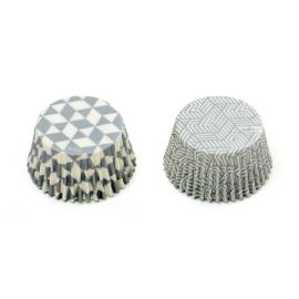 PIROTTINI PER CUPCAKES - GEOMETRICI ARGENTO 50x32mm PZ.36