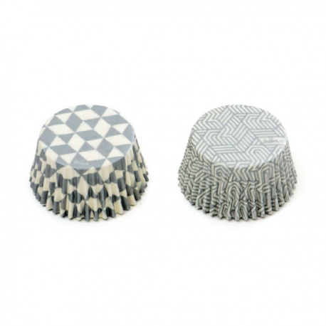 PIROTTINI PER CUPCAKES - GEOMETRICI ARGENTO 50x32mm PZ.36