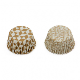 PIROTTINI PER CUPCAKES - GEOMETRICI ORO 50x32mm PZ.36