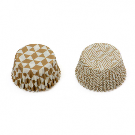 PIROTTINI PER CUPCAKES - GEOMETRICI ORO 50x32mm PZ.36