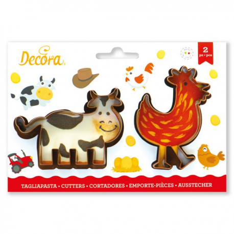 SET 2 TAGLIAPASTA MUCCA e GALLINA IN PLASTICA