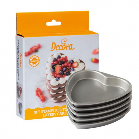 SET STAMPI CUORI PER TORTE A STRATI ø 15 x h 2 cm - 5 PZ.
