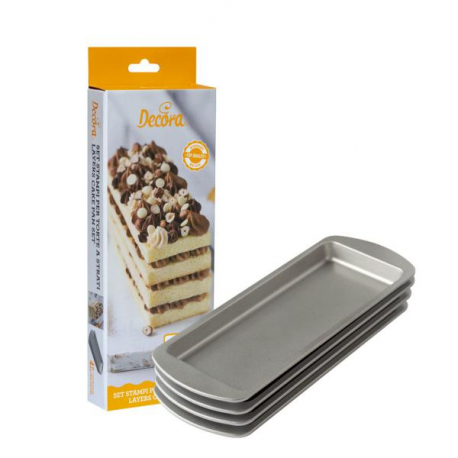 SET STAMPI RETTANGOLARI PER TORTE A STRATI 25,5x10,5 2cmx h 2cm - 4 PZ.