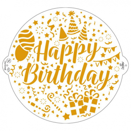 STENCIL TONDO HAPPY BIRTHDAY Ø 25cm
