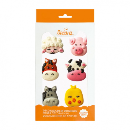 DECORAZIONI DI ZUCCHERO ANIMALI FATTORIA 6 pz.