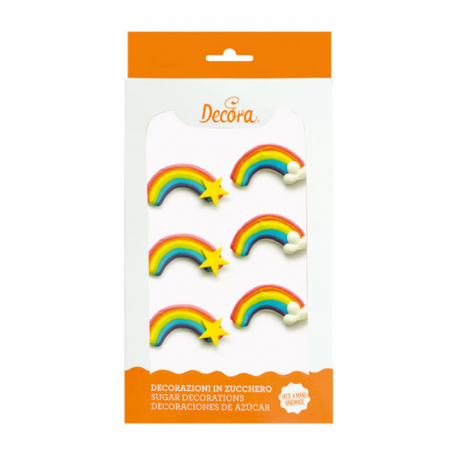 DECORAZIONI DI ZUCCHERO ARCOBALENO 6 pz.