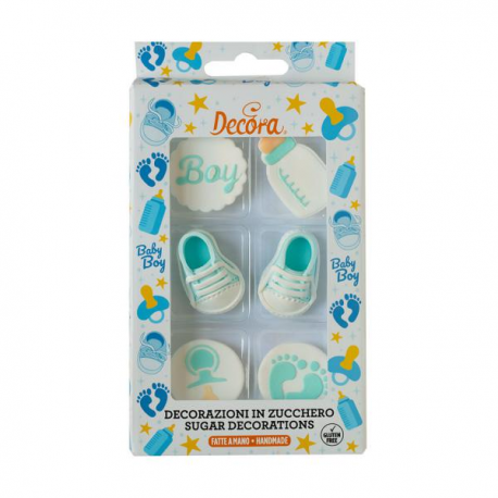 DECORAZIONI DI ZUCCHERO BABY BOY 6 pz.