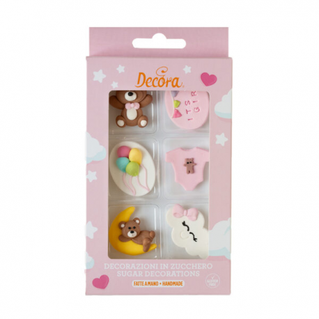 DECORAZIONI DI ZUCCHERO BABY GIRL 6 pz.