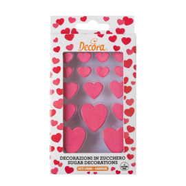 DECORAZIONI DI ZUCCHERO CUORI 16 pz.